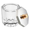 Beauticom Crystal Glass Dappen Dish for Acrylic Nail Dip Powder, Monomer, and Nail Polish Remover (Octagon Shape w/Stainless Steel Lid, 1 Piece)