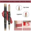 KUNSHNBEI Bean Pink Lip Liner and Lipstick for Women, Long Lasting color 2 in 1 Lipstick with Lip Liner Pencil Combo, Lipliner Pencil, Waterproof 24 Hour lipstick with lip liner
