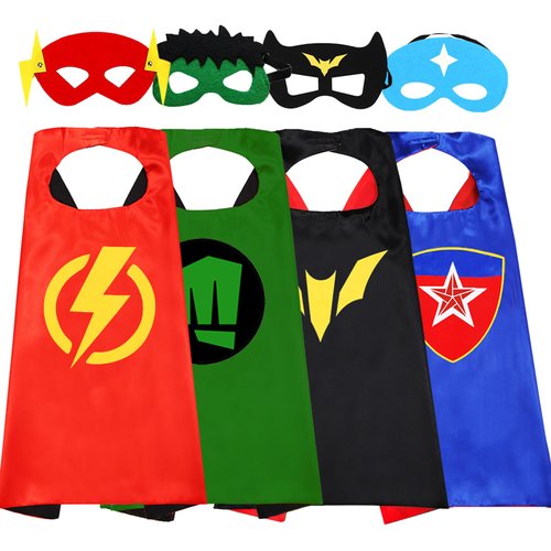 AODAI Superhero Capes and Masks for Kids Halloween Costumes Cosplay Capes Superhero Toy Set (3PCS)