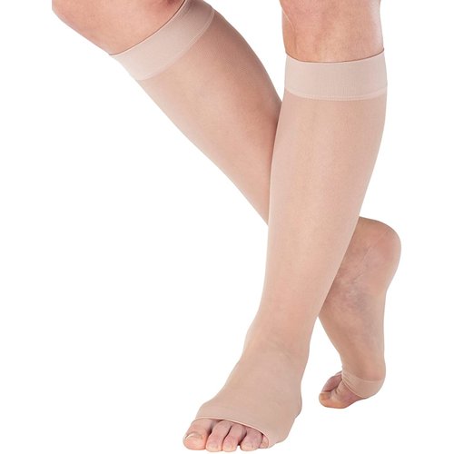 Made in USA - Compression Stockings for Women 15-20mmHg - Womens Sheer Compression Knee High for Edema, Varicose Veins, Post Surgery Recovery - Nude, Medium - A111NU2