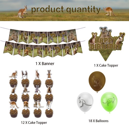 Kangaroo Party Decorations Cute Animal Kangaroo Birthday Decorations Includes Kangaroo Birthday Banner Cake Topper Cupcake Toppers Balloons for Kangaroo Birthday Party Baby Shower Supplies