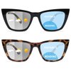 JM 2 Pack Photochromic Bifocal Reading Sunglasses for Women, Cat Eye Blue Light Glasses, Black & Tortoise +4.0