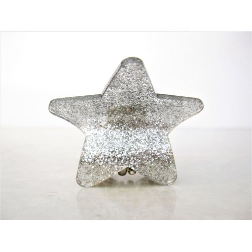 Medium silver acrylic glitter sparkle hair claw clip