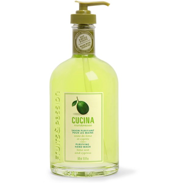 Fruits & Passion [Cucina Lime Zest & Fennel Hand Soap, (16.9 fl oz) - Luxury Kitchen Liquid Hand Soap, Vegan, Natural Moisturizing Hand Wash in Glass Hand Soap Dispenser