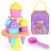 Beach Toys, 2024 14pcs Ice Cream Toys Sand Toys, Toddler Beach Essentials Beach Tool Kit Sand Molds, Travel Sandbox Toys with Mesh Bag for Toddlers Kids Outdoor Play
