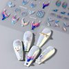 5D Dreamy Mermaid Tail Nail Stickers Summer Nail Decals 5D Embossed Laser Mermaid Nail Art Stickers Sea Wave Fishtail Shellfish Starfish Nail Design Stickers Self Adhsive Ocean Stickers for Nails DIY