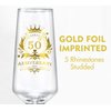 ROXBURGH 50th Wedding Anniversary Champagne Flutes Gifts Rhinestones Studded, 50th Anniversary Decorations 7 OZ Crystal Champagne Glasses Set of 2, Wedding Gifts for Couples, Parents Anniversary