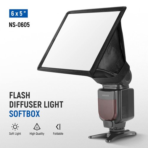 NEEWER Flash Diffuser Light Softbox 6" x 5", Universal, Collapsible with Storage Pouch Compatible with Canon Nikon Sony Godox Yongnuo NEEWER speedlight