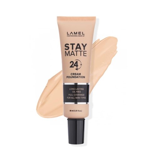LAMEL Foundation Stay Matte - Full Coverage Foundation - Long-Lasting & Waterpoof - Dewy & Flawless Finish - For All Skin Type - Organic & Oil-Free. 401-1.01 fl.oz