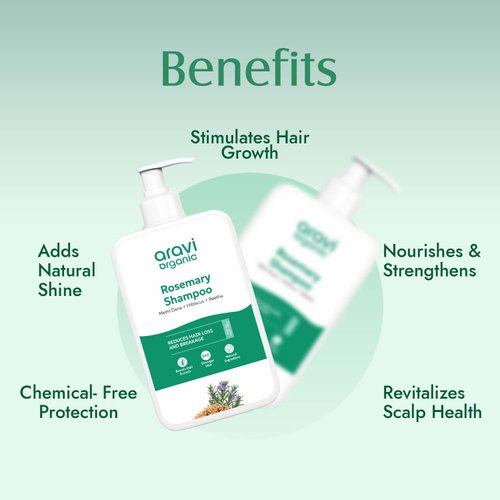 Aravi Organic Rosemary Hair Growth Shampoo - Enriched With Rosemary, Green Tea & Caffeine - For All Hair Types - For Men & Women - Sulfate & Paraben Free - 6.7 FL Oz / 200 ml