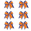8 Inch 3 Colors 3 Layers 6 Pcs Cheerleader Bows Jumbo Cheerleading Bows Hair Elastic Hair Tie for High School College (Royal blue/White/Orange)