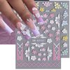 5D Embossed Flower Nail Stickers for Nail Art Supplies 5D Acrylic Carved Flower Nail Decals Cute Petals Nail Art Stickers Floral Nail Sticker Nails Stickers Colorful Flower Stickers for Nails Design