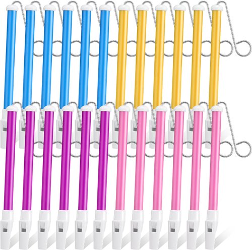Syhood 24 Pcs Slide Whistle for Kids Plastic Metal Musical Slide Whistles for Adults Christmas Party Favors Boys Girls Games School Prizes Birthday Gift, 4 Colors