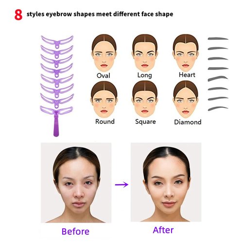 8 Styles Eyebrow Stencils!! Washable Eyebrow Stencils,Eyebrow Shaping Tool Kit, 8 Styles Reusable Eyebrow Template with Handle and Strap