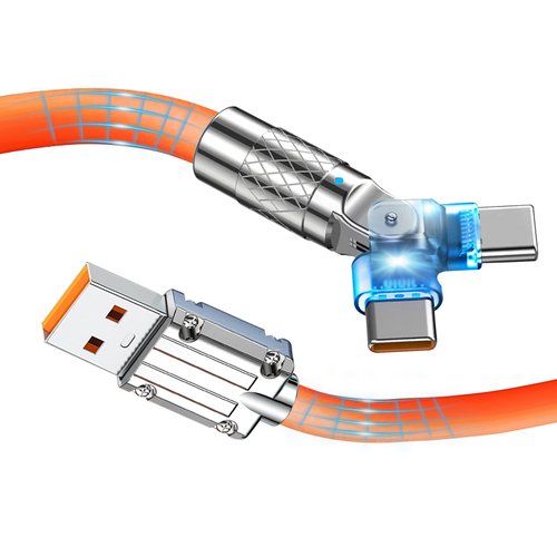 SIKETY USB to Lightning Cable 120W, USB to USB C Cable, Chubby Cable USB C, Fast Type C Charging Cable for Android/Phone/Pad/Laptop,Compatible withi Phone 16/15/Pro/Plus/Max/Sam.Sung (Orange, 3FT)