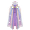 WOXVM Princess Cape Elsa Cape for Girls Princess Cloak with Crown Sequins Tulle Elsa Princess Dress Up for Christmas Birthday Party