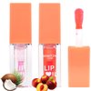 Bowitzki 2 Pcs Color Changing Lip Oil Lip Glow Gloss Hydrating Transparent Tinted Nourishing Long Lasting Lip Balm Care Moisturizing Repairing Lightening Lip Lines Tocopherol Squalane (Coconut+Peach)