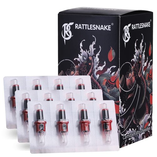 Rattlesnake Tattoo Cartridges Needles 40Pcs sorted Disposable Finger Ledge #10 L-Taper Bugpin Tattoo Needle Magnum Cruved (RCT-1007RM/9RM/11RM/13RM/15RM)