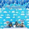 XunYee 5 Pack Blue Sky White Clouds Birthday Party Supplies, Clouds Theme Tinsel Foil Fringe Curtains Toy Party Supplies, Cartoon Story Backdrop for Baby Shower Birthday Party Decorations
