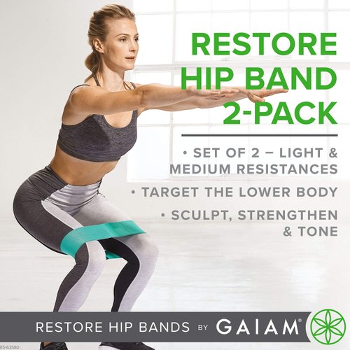 Gaiam Restore Booty Bands Resistance Loops Hip Band Circle, Set of 2 Elastic Glute Bands for Women & Men in Progressive Resistance for Legs, Butt, Thigh, Squats, Ankle, Exercise Guide Included