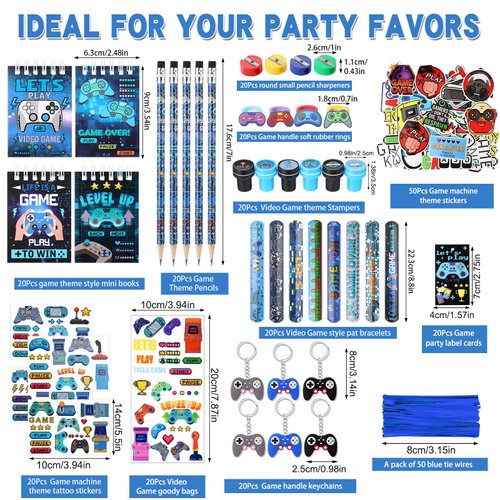 Sayglossy 251 Pcs Cool Video Game Party Favors Set Includes Gift Bags Pencils Notebook Sharpener Slap Bracelets Rings Keychains Tattoo Gaming Stickers Stamper Gamer Party Favors Birthday