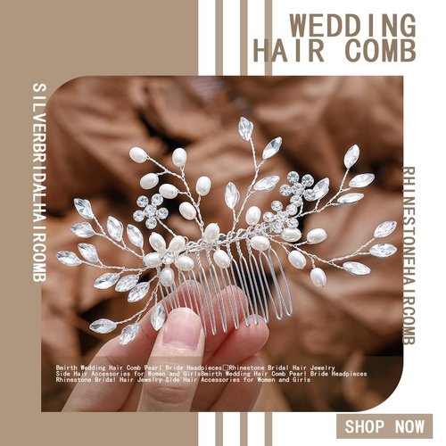Bmirth Wedding Hair Comb Pearl Bride Headpieces Rhinestone Bridal Hair Jewelry Side Hair Accessories for Women and Girls