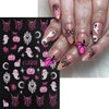 Halloween Nail Stickers for Nail Art Spider Pink White Ghost Spider Web Nail Art Decals 3D Self-Adhesive Halloween Nails Rhinestones Designs Charms Spider Stickers for Women Manicure Decoration 4Pcs