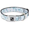 Dog Collar Seatbelt Buckle Stargazer White Blue 18 to 32 Inches 1.5 Inch Wide