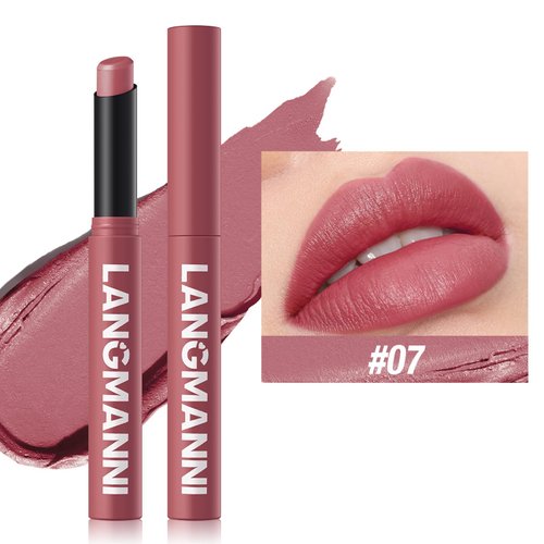 Kyannkara Matte Lipstick Velvety Mud Texture,Waterproof Long-Lasting,Non-Stick Cup,High Pigmented,Feels Comfortable On Lips 07#