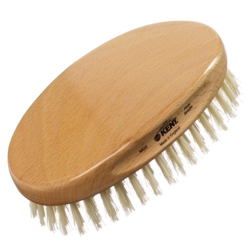 Kent MG3 Finest Men's Hair Brush & Beard Brush for Skin Care, Natural White Boar Bristle Brush for Mens Grooming, Scalp Brush, 360 Wave, and Beard Straightener For Men's Hair Care