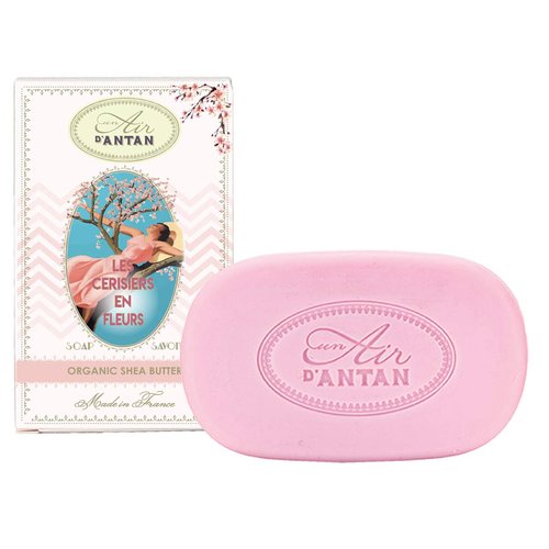 Un Air d'Antan Set of 2 Hand & Body Soap Bars - Cherry Blossom Soaps For Women Organic Shea Butter Organic Argan Oil Natural Hand Soap - French Soap - 2 Bath Soap Bars - Mom Gifts