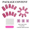 MERVF Long Press on Nails Square Hot Pink Fake Nails Press ons Glitter Chrome Acrylic Nails Squoval Solid Color False Nails Glossy 24pcs