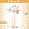 OIIKI 2PCS Flower Leaves Hair Pins for Wedding, Elegant Rhinestone Women Hair Clips, U-shape Crystal Hairpins Hair Accessories for Brides, Women, Girls for Parties, Christmas, Festival