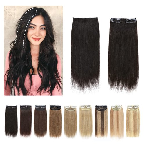 S-noilite Clip in Human Hair 1PC 8 Inch Short Human Hair Extensions Adding Extra Hair Volume Thic...
