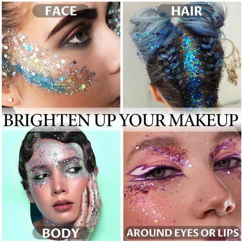 Body Glitter Gel,32g Face Glitter Gel,Intense Glitter Makeup Face Glitter Gel for Halloween, Easter, Thanksgiving, Christmas, Show, Party Makeup Accessories Pink