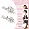 2PCS Rhinestone Hair Clips Crystal Flower Hair Clip Valentines Wedding Bling Hair Accessories for Women Bride Bridesmaid, French Hairpins Fancy Hair Barrettes Hair Jewelry