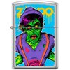 Zippo Neon Hipster Zombie Walking Dead Satin Chrome WindProof Lighter NEW