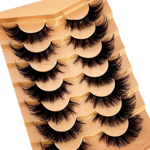 AMSDCN New 7Pairs Design Wet Manga Lashes 3D fluffy Eyelash Extensions Makeup Fashion Long Thick Natural Fake Eyelashes (K)