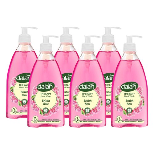Dalan Therapy British Rose Ultra Moisturizing Liquid Hand Soap for Normal and Dry Hands Fresh Clean and Soft Feeling (13.5 Fl Oz / 400 mL (Pack of 6))