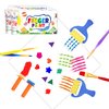 Early Learning Kids Paint Kit Washable Finger Paints with Assorted Painting Brushes Stamps Sponges Palette for Toddlers Children Crafts Drawing Gift Age 3+