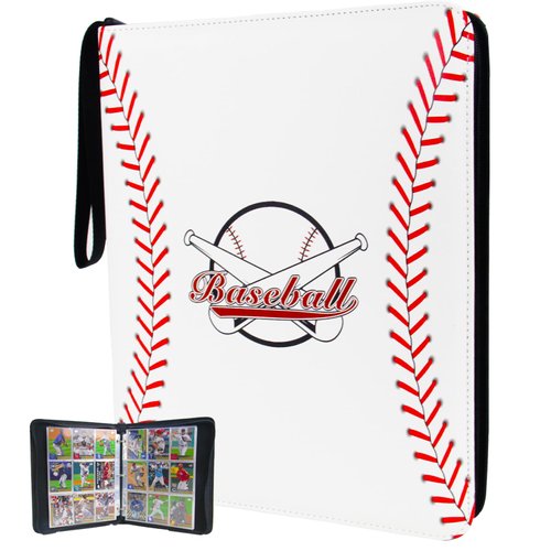 Baseball Card Binder, 900 Pocket Card Collections Album, 9 Pocket Trading Card binder with 50 Removable Sleeves, Card Protectors Holder Fit Football, Baseball, Sport Cards and Other Trading Cards
