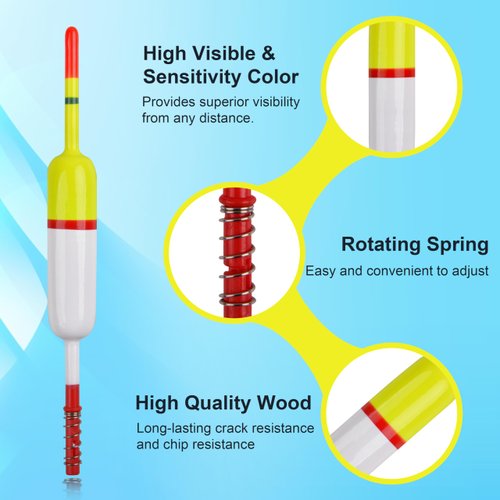 SILANON Slip Bobbers Fishing Floats and Bobbers Balsa Wood Slip Bobbers Floats Spring Bobbers for Crappie Catfish Trout Panfish Walleyes Fishing Bobbers 10pcs