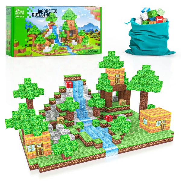 KKQ 100PCS Magnetic Blocks - Building Toys for Boys Girls 3+,Toddler Building Magnet Toy STEM Sensory Game,Christmas Birthday Gifts for Kids Ages 4 5 6 7 8 9