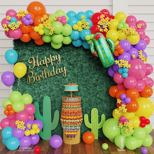 Mexican Fiesta Party Decorations 146pcs Fiesta Pastel Balloon Arch Garland Kit Cactus Llama Foil Balloons Taco Twosday Birthday Decoration Cinco De Mayo Taco Party Supplies