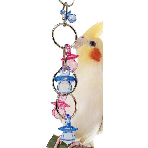 1745 Chandelier Bird Toy Parrot cage Toys Cages African Grey Conure Cockatiel. Quality Product Hand Made in The USA. (Blue and Pink)