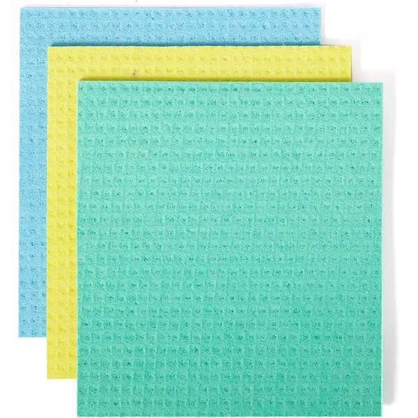 Full Circle Reusable Cellulose Sponge Clothes, 3 Pack, Set of 3, Multicolor, 3 Count