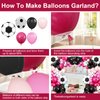 Soccer Party Balloon Garland Arch Kit, Black Hot Pink Balloon Decorations with Soccer Foil Balloon for Women Girls Kids Birthday Sports Party, Soccer Football Theme Birthday Party Decor Supplies