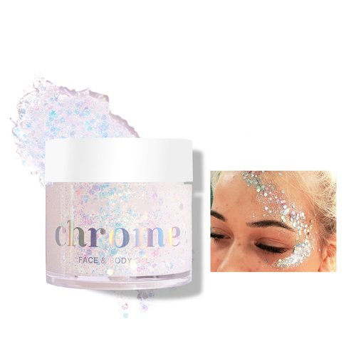 MAEPEOR Holographic Body Glitter Gel 6 Colors Long Lasting Chunky Glitter Gel Color Changing Glitter Gel Under Light for Body Face Hair Makeup (61g, Colors H01)