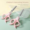 Ergonomic Safety-Lock Hair Scissor Set – Professional Precision Cutting & Thinning Shears with Secure Slide Lock for Children and Adult - Pink