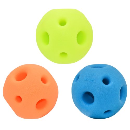 Multipet Breeze Balls for Dog - Bevel Tech Interactive Dog Toy w/Holes for Breathing - Flotable Ball for Dogs - Pet Toy for Chewing & Playing - (1 Count, 3”, Random Color Surprise)